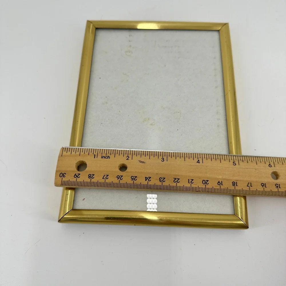 Vintage Gold Tone Metal 5x7 Tabletop Picture Frame with Velvet Back